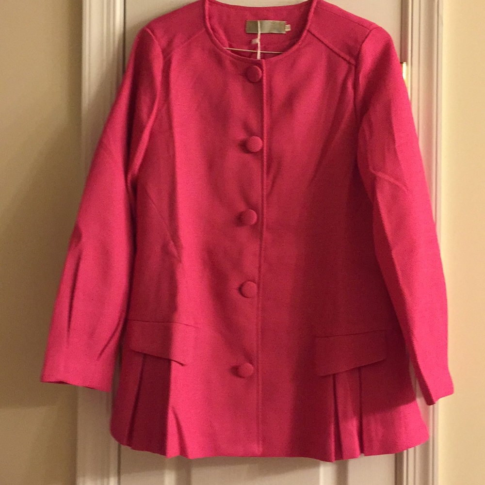 Pink long sleeves office buttons down jacket